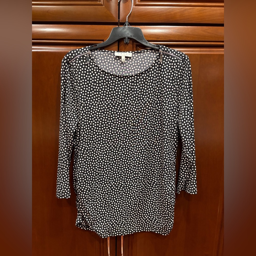 Chaus Black and White Polka Dot Blouse - Size L